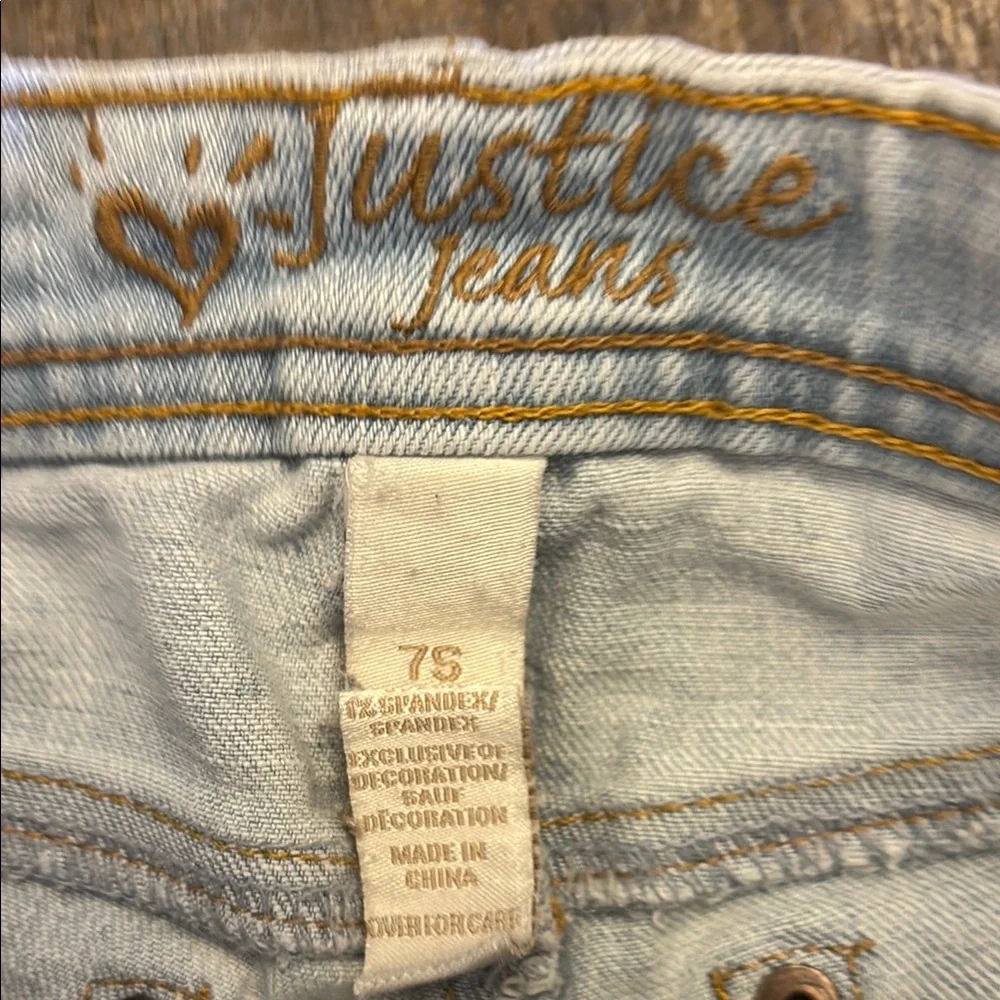 Justice Blue Distressed Denim Shorts‎